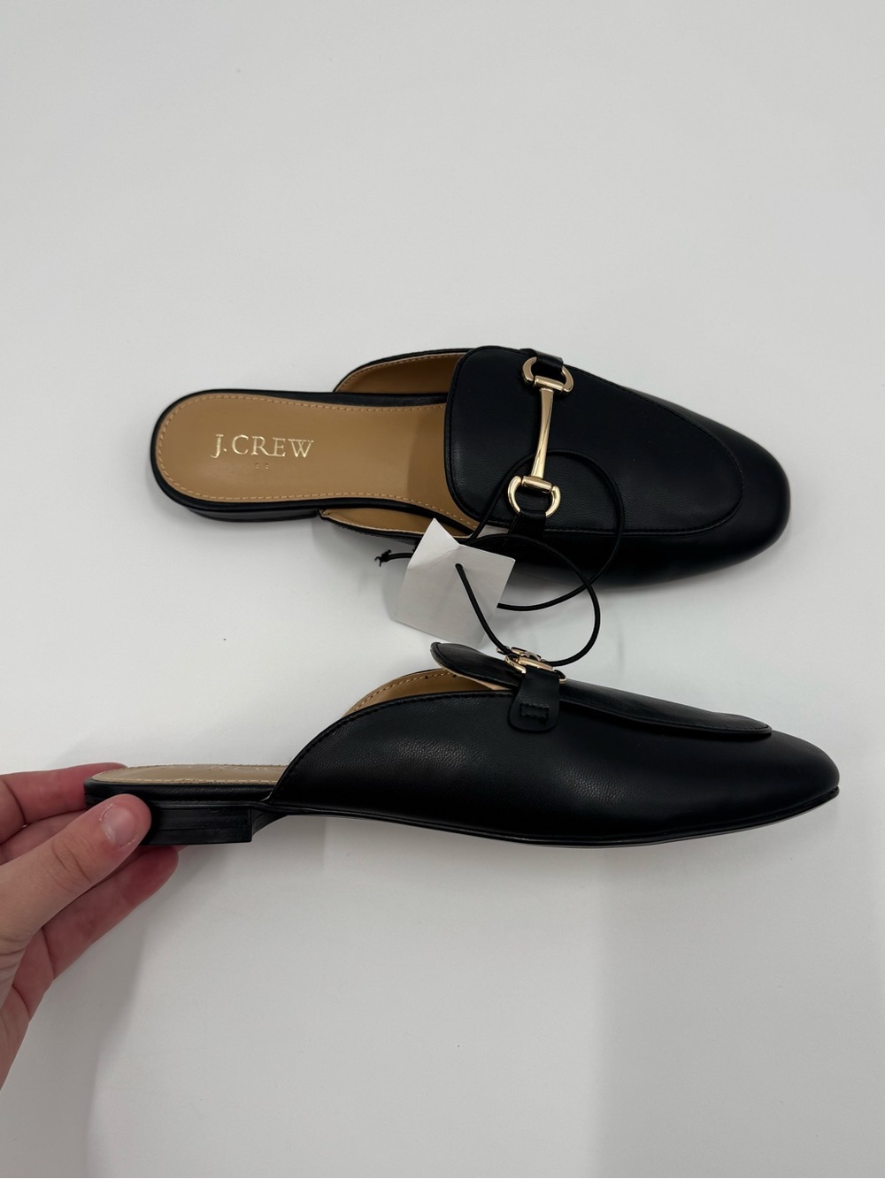 J.Crew Factory Slip-On Mules Black Gold Accents Women's Size 8.5 NWT
